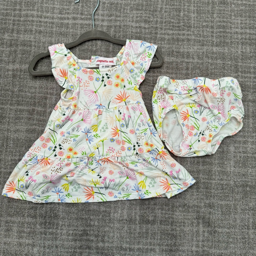 modal magnetic little baby dress + diaper cover set